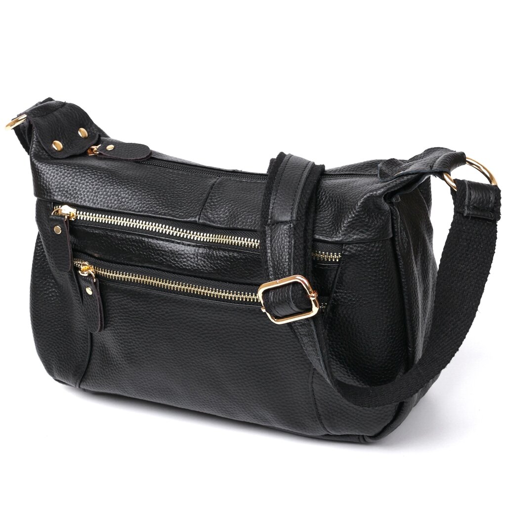 Шкіряна жіноча сумка Vintage 20686 Чорний від компанії Shock km ua - фото 1