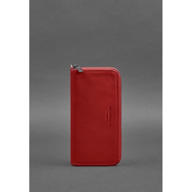 Шкіряне портмоне на блискавці 6.1 червоне від компанії Shock km ua - фото 1