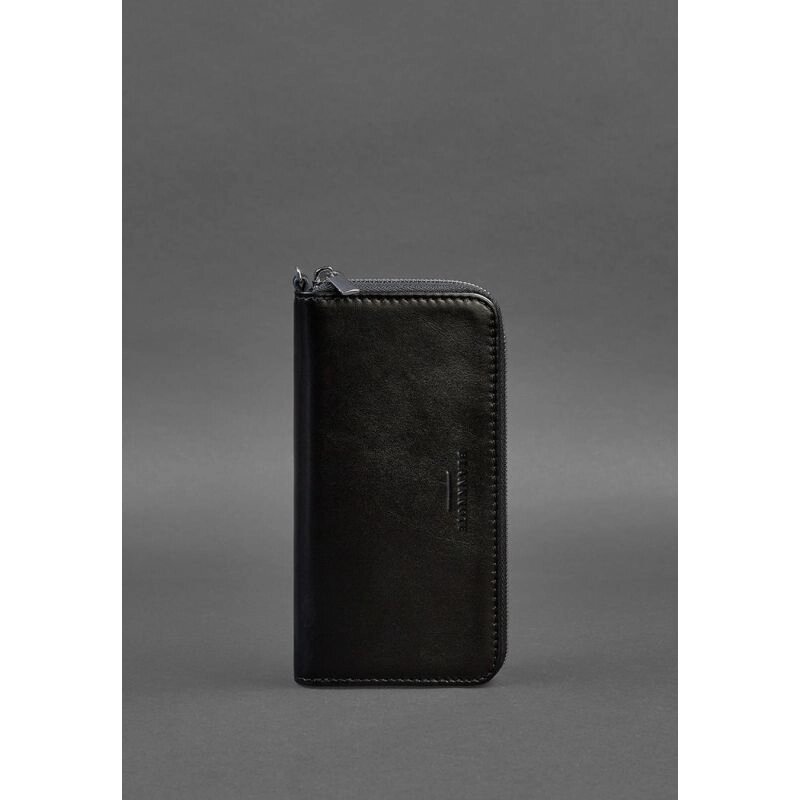 Шкіряне портмоне на блискавці 6.1 Чорне від компанії Shock km ua - фото 1