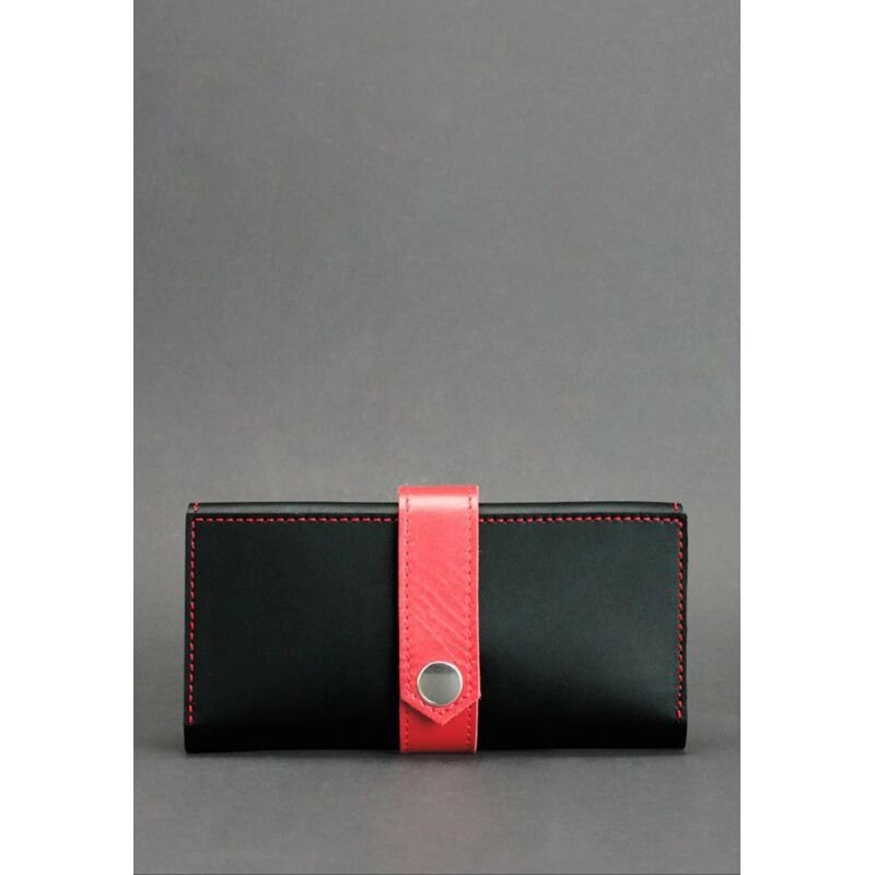 Шкіряне жіноче портмоне 3.0 чорне з червоним від компанії Shock km ua - фото 1