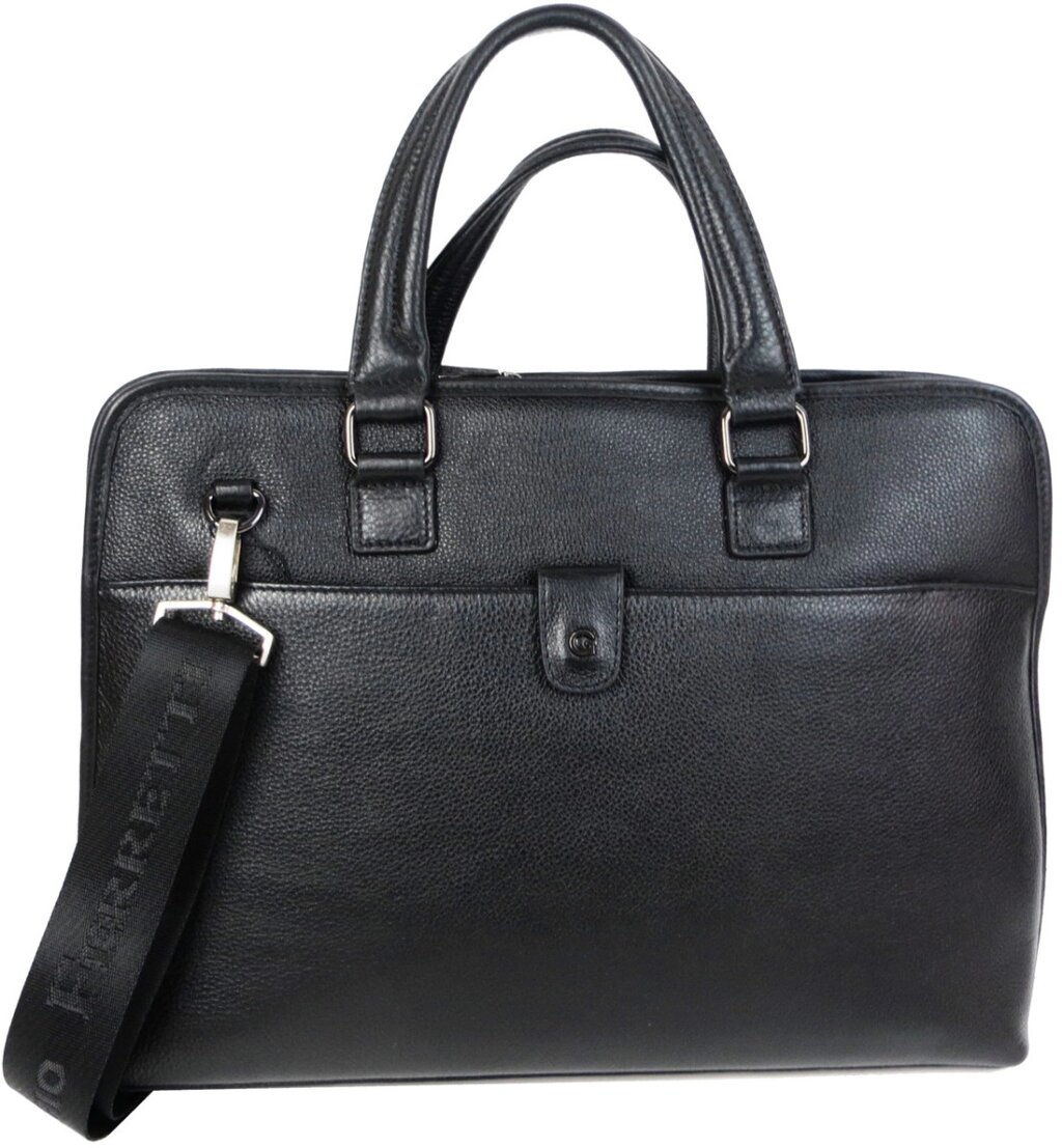 Шкіряний чоловічий портфель, сумка Giorgio Ferretti чорна від компанії Shock km ua - фото 1