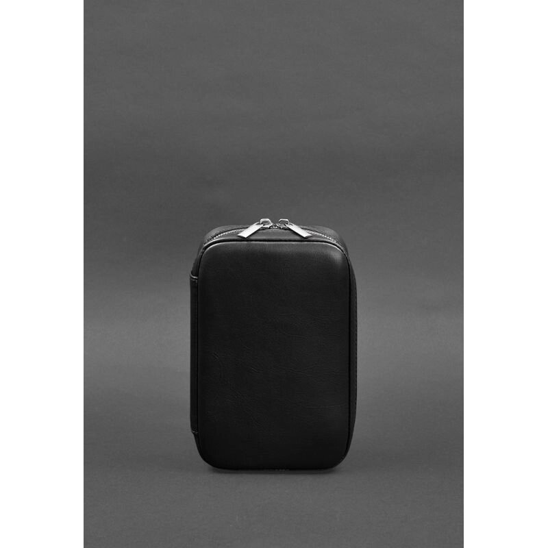 Шкіряний дорожній органайзер для проводів, косметичка-несесер 7.0 чорний краст від компанії Shock km ua - фото 1