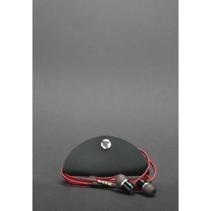 Шкіряний холдер для навушників та проводів чорний від компанії Shock km ua - фото 1