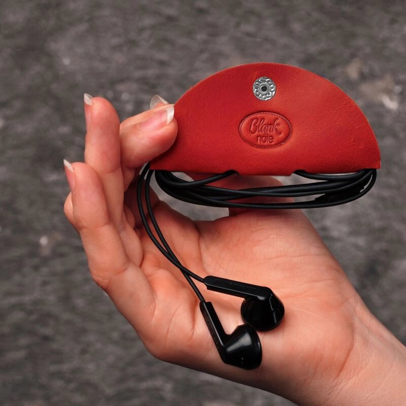 Шкіряний холдер для навушників та проводів корал від компанії Shock km ua - фото 1