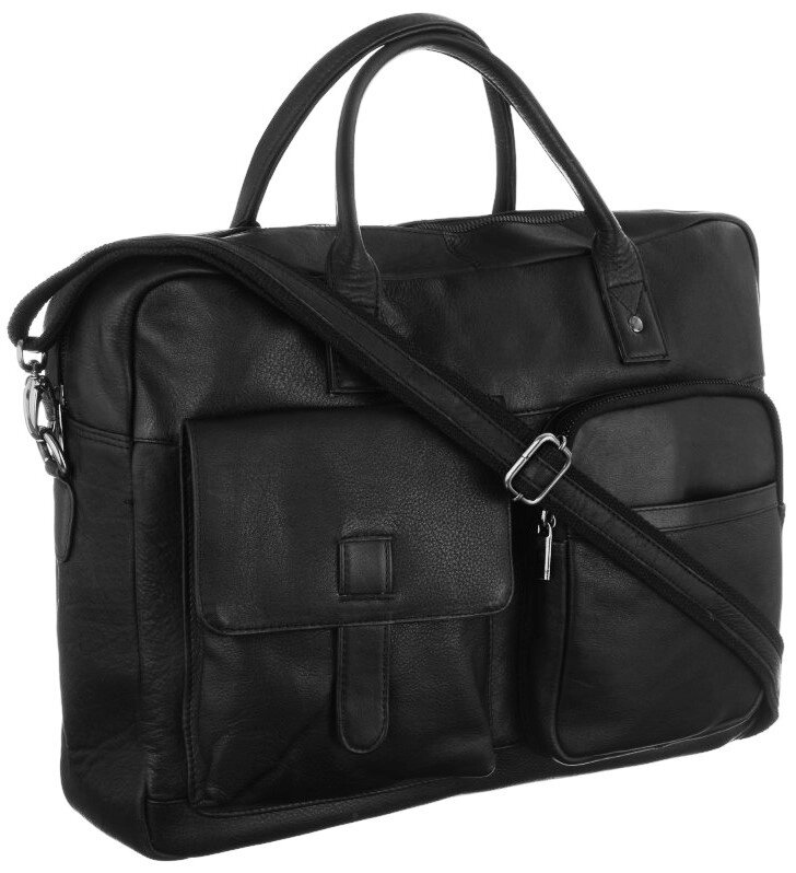 Шкіряний портфель, сумка для ноутбука 14 дюймів Always Wild чорна LAP15603NDM від компанії Shock km ua - фото 1