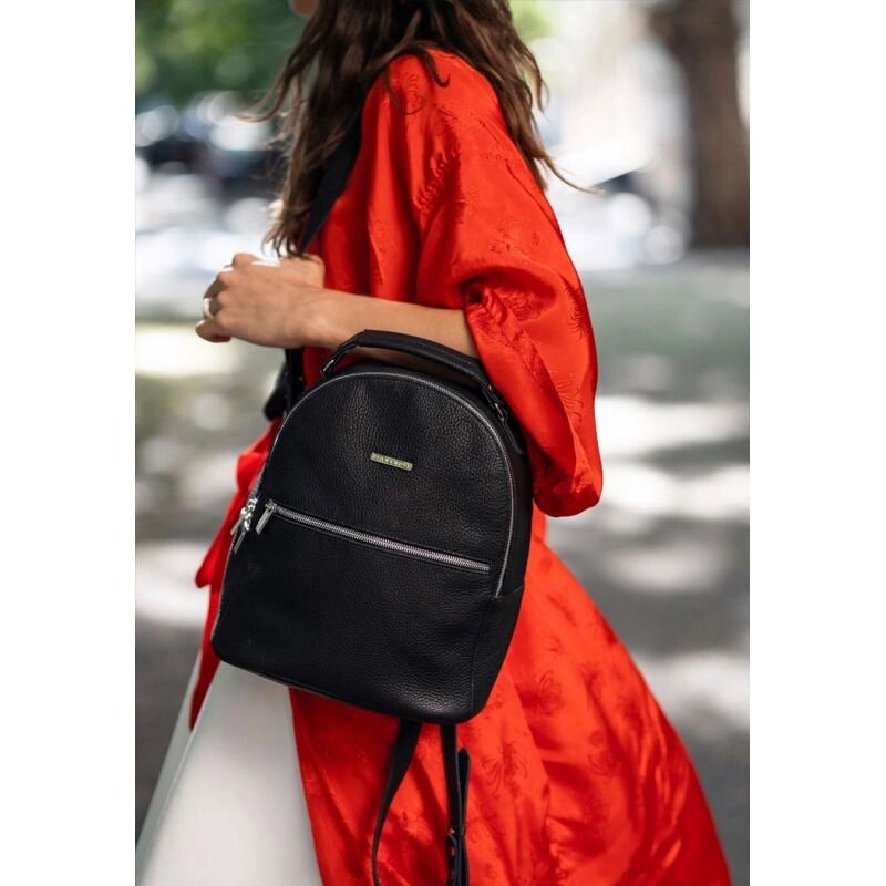 Шкіряний жіночий міні-рюкзак Kylie чорний від компанії Shock km ua - фото 1