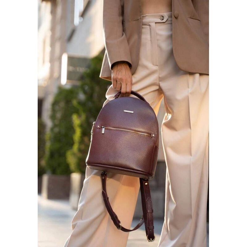 Шкіряний жіночий міні-рюкзак Kylie Марсала від компанії Shock km ua - фото 1