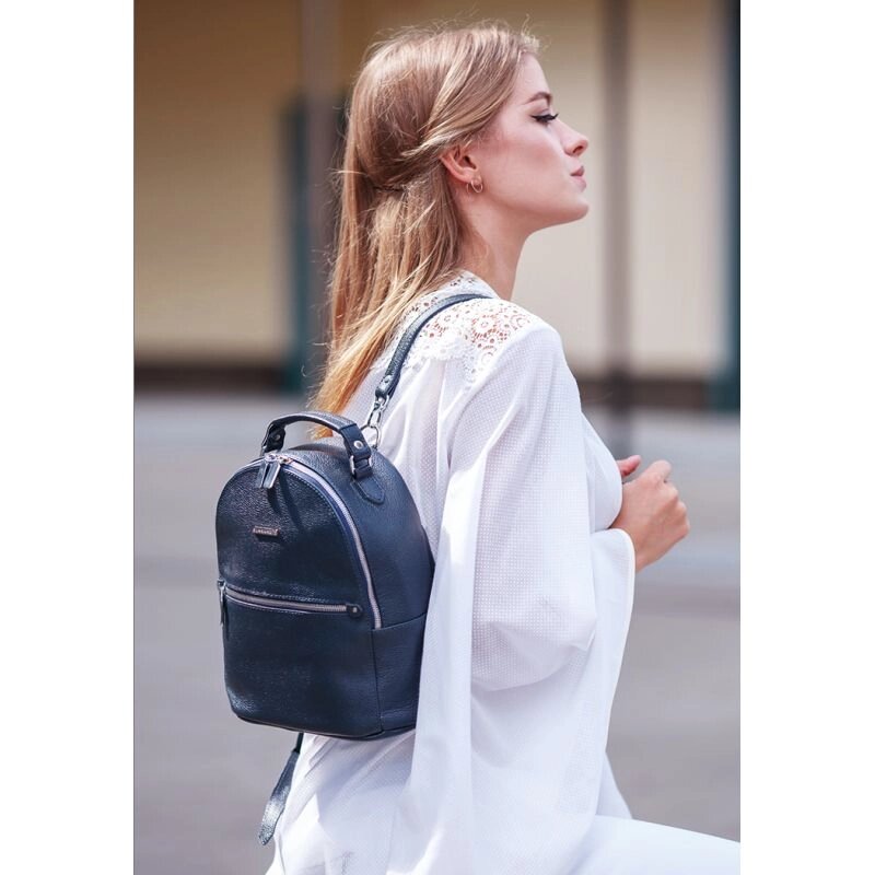 Шкіряний жіночий Міні-рюкзак Kylie Синій від компанії Shock km ua - фото 1