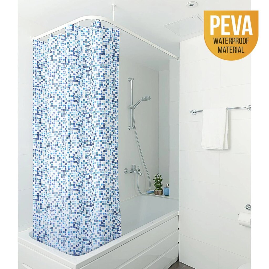 Штора для ванної кімнати PIXEL з металевими кільцями, матеріал PEVA, розмір 180 * 180 від компанії Shock km ua - фото 1