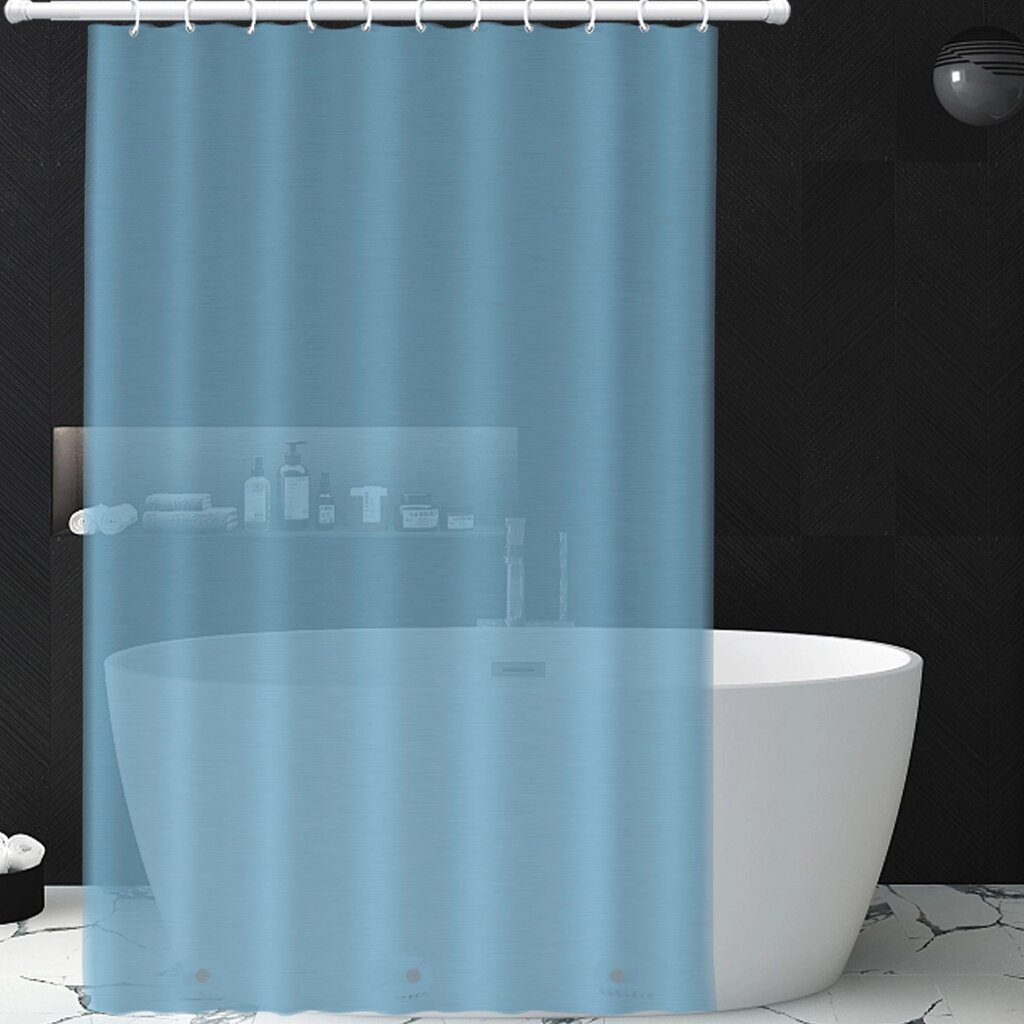 Шторка для ванни з поліестеру водонепроникна Bathlux 180x180 см з кільцями, фіранка для ванної кімнати від компанії Shock km ua - фото 1
