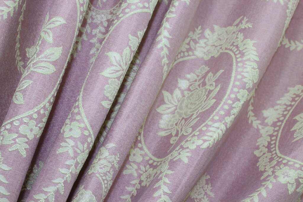 Шторна тканина льон, колекція "Корона". Висота 2.7м. Колір рожевий з бежевим візерунком. Код 919ш від компанії Shock km ua - фото 1