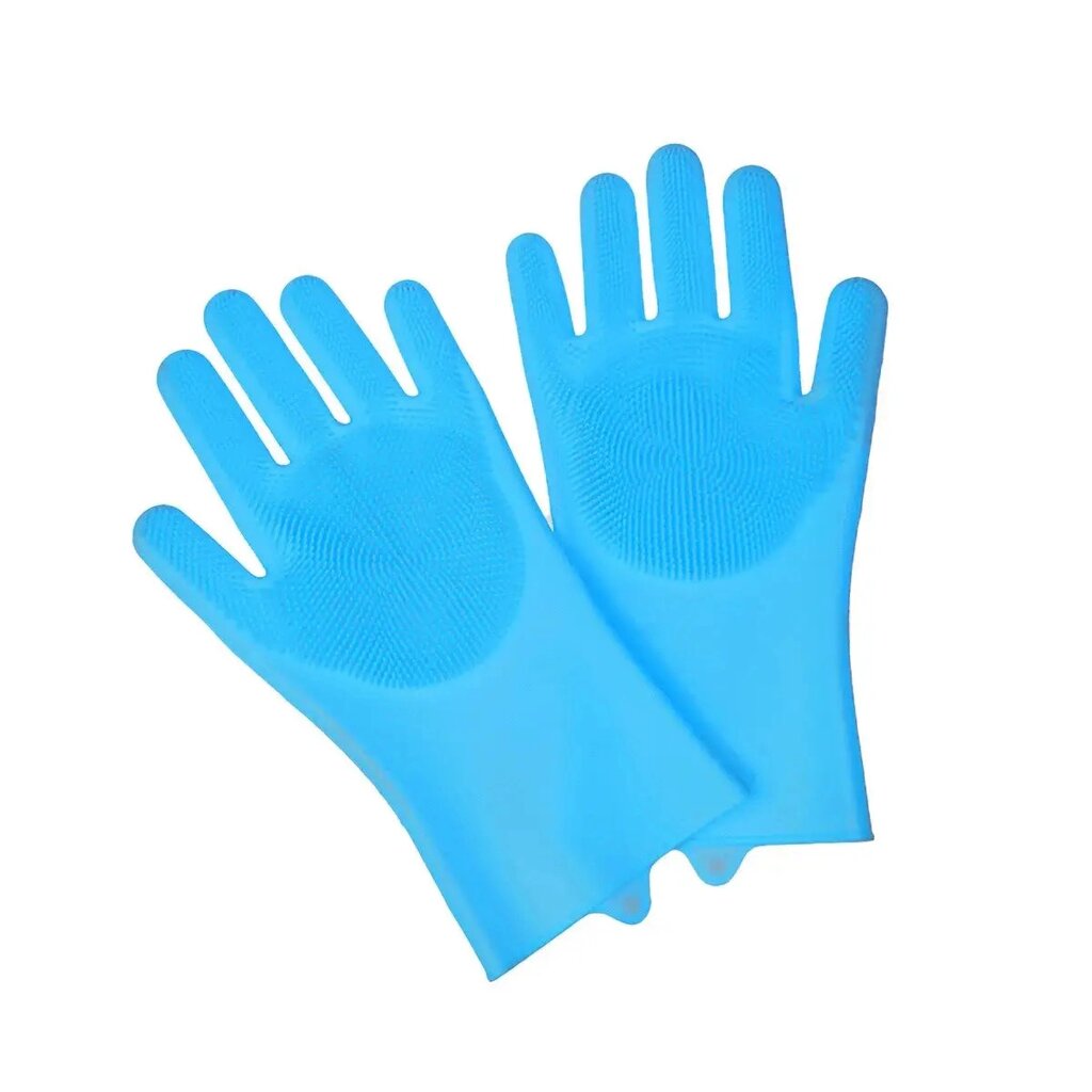 Силіконові рукавички для миття посуду, блакитний від компанії Shock km ua - фото 1