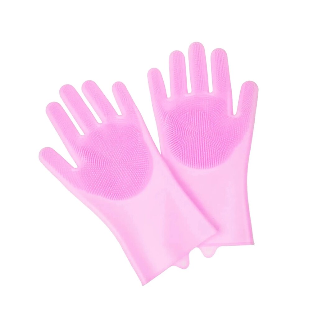 Силіконові рукавички для миття посуду, Рожевий від компанії Shock km ua - фото 1