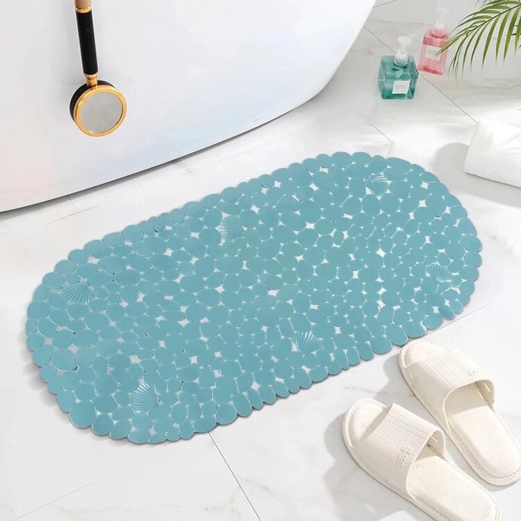 Силіконовий килимок для ванни Bathlux овальної форми, нековзний, люкс якість 69 х 35 см Бірюзовий від компанії Shock km ua - фото 1