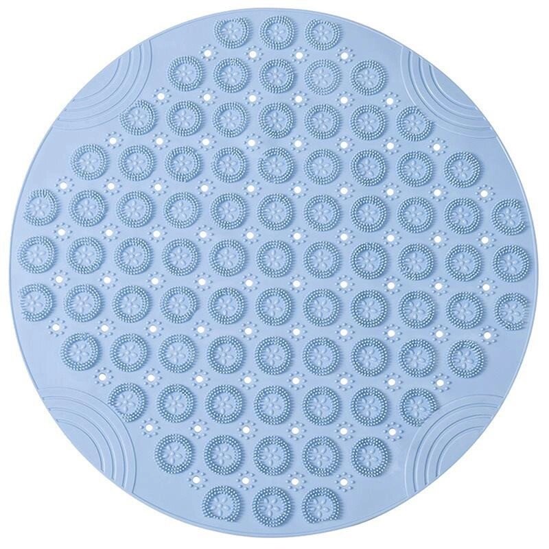 Силіконовий круглий килимок протиковзкий Bathlux на присосках для ванни та душу 55х55 см, Блакитний від компанії Shock km ua - фото 1
