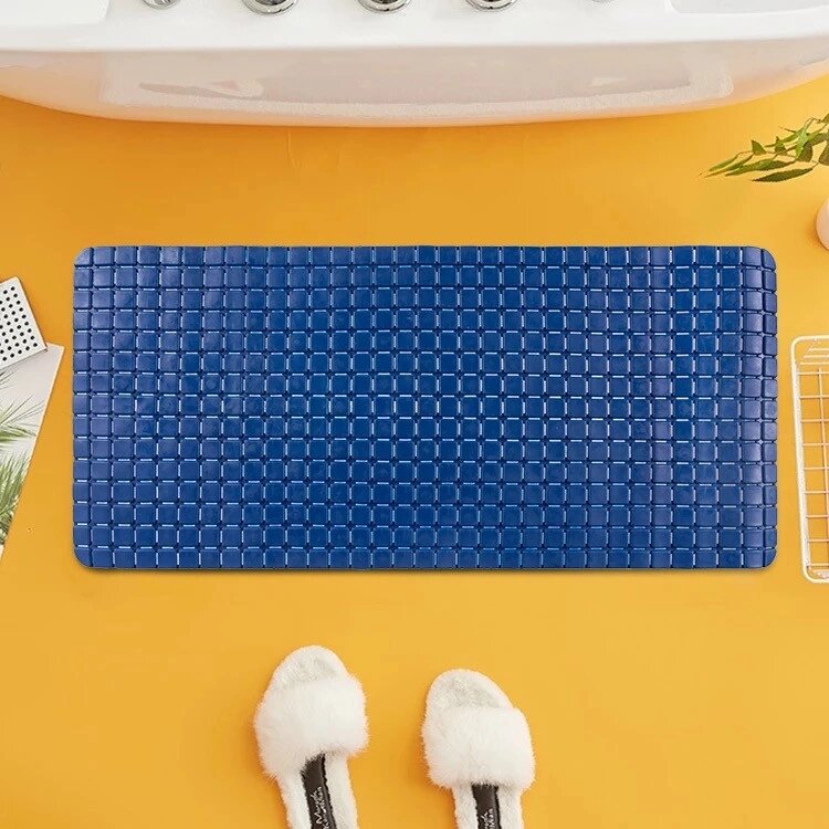 Силіконовий нековзкий килимок Bathlux прямокутний для ванни гумовий ПВХ, люкс якість Синій від компанії Shock km ua - фото 1