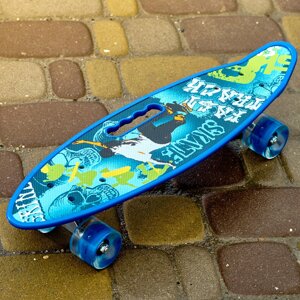 Скейт Пенні борд Skate зі світними колесами , алюмінієва підвіска не ковзна поверхня Синій