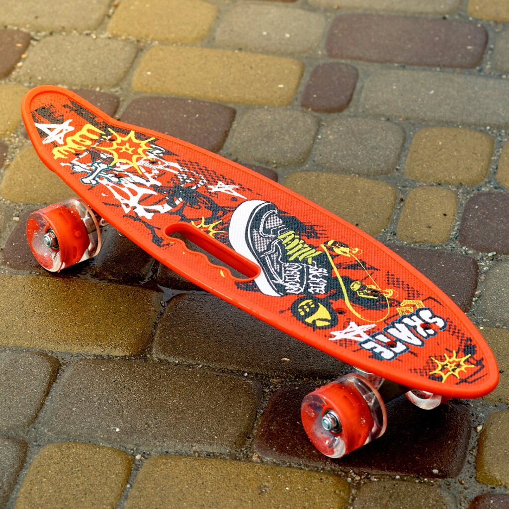Скейт Пенні борд Skate зі світними колесами , алюмінієва підвіска не ковзна поверхня Червоний від компанії Shock km ua - фото 1