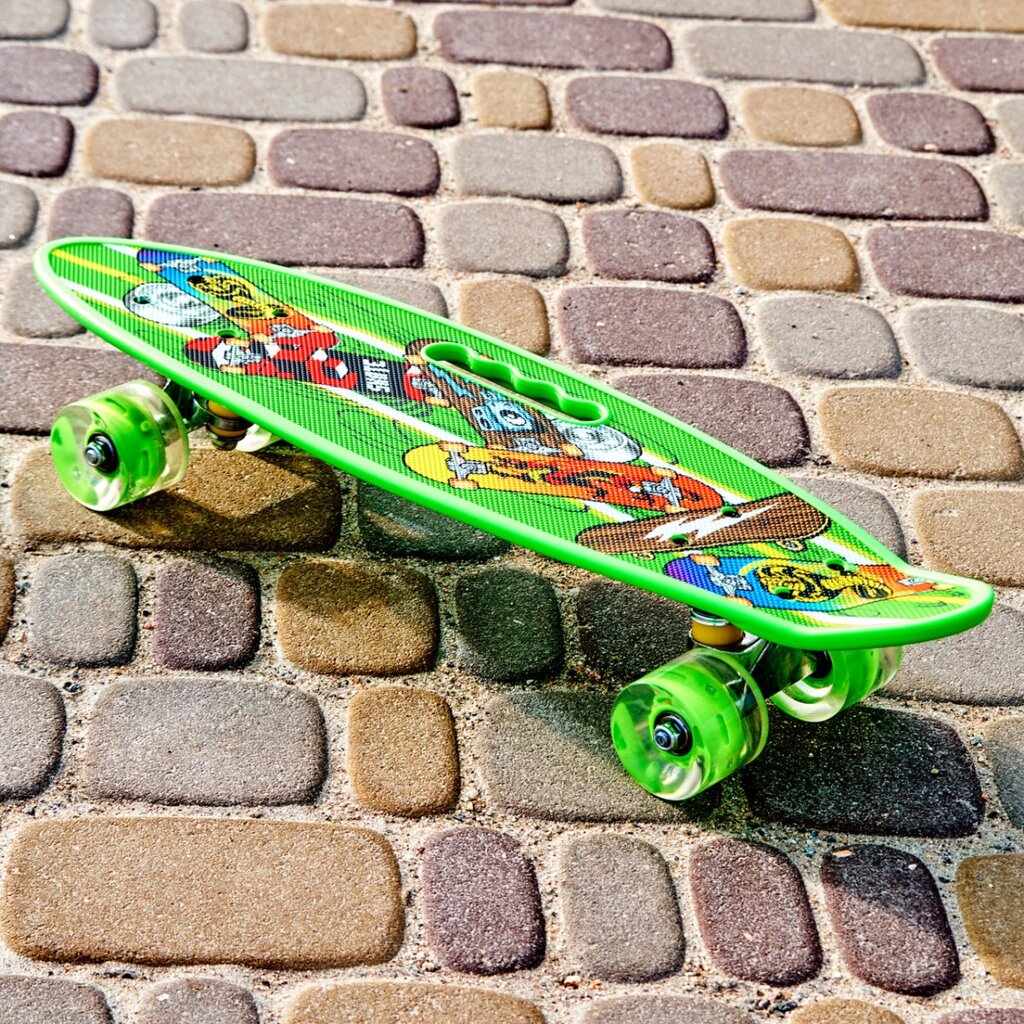 Скейт Пенні борд Skate зі світними колесами , алюмінієва підвіска не ковзна поверхня Зелений від компанії Shock km ua - фото 1