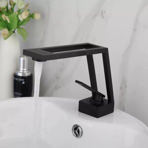 Змішувач сучасний для умивальника ванної кімнати, латунний змішувач з керамічним картриджем, Чорний