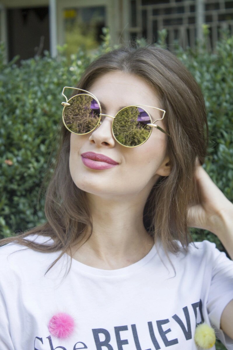 Сонцезахисні окуляри жіночі 1180-1 фіолетове напилення від компанії Shock km ua - фото 1
