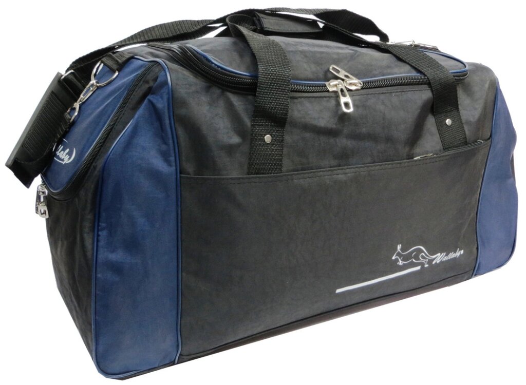Спортивна сумка Wallaby 447-1 чорний із синім, 59 л від компанії Shock km ua - фото 1