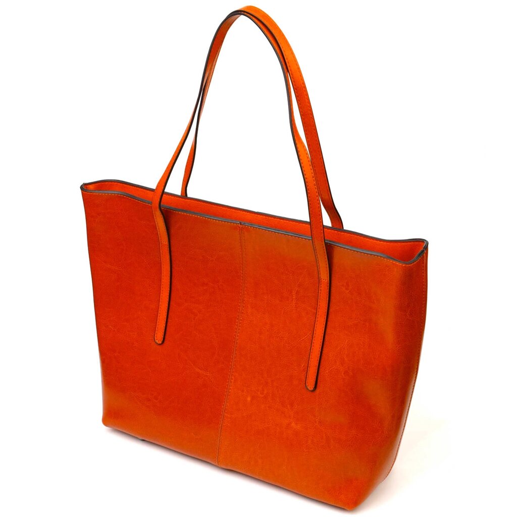 Стильна сумка шоппер із натуральної шкіри 22096 Vintage Руда від компанії Shock km ua - фото 1