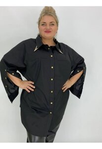 Стильна оригінальна сорочка чорна Жіноча "Джеремі" оверсайз 66-68 70-72 74-76 Батал