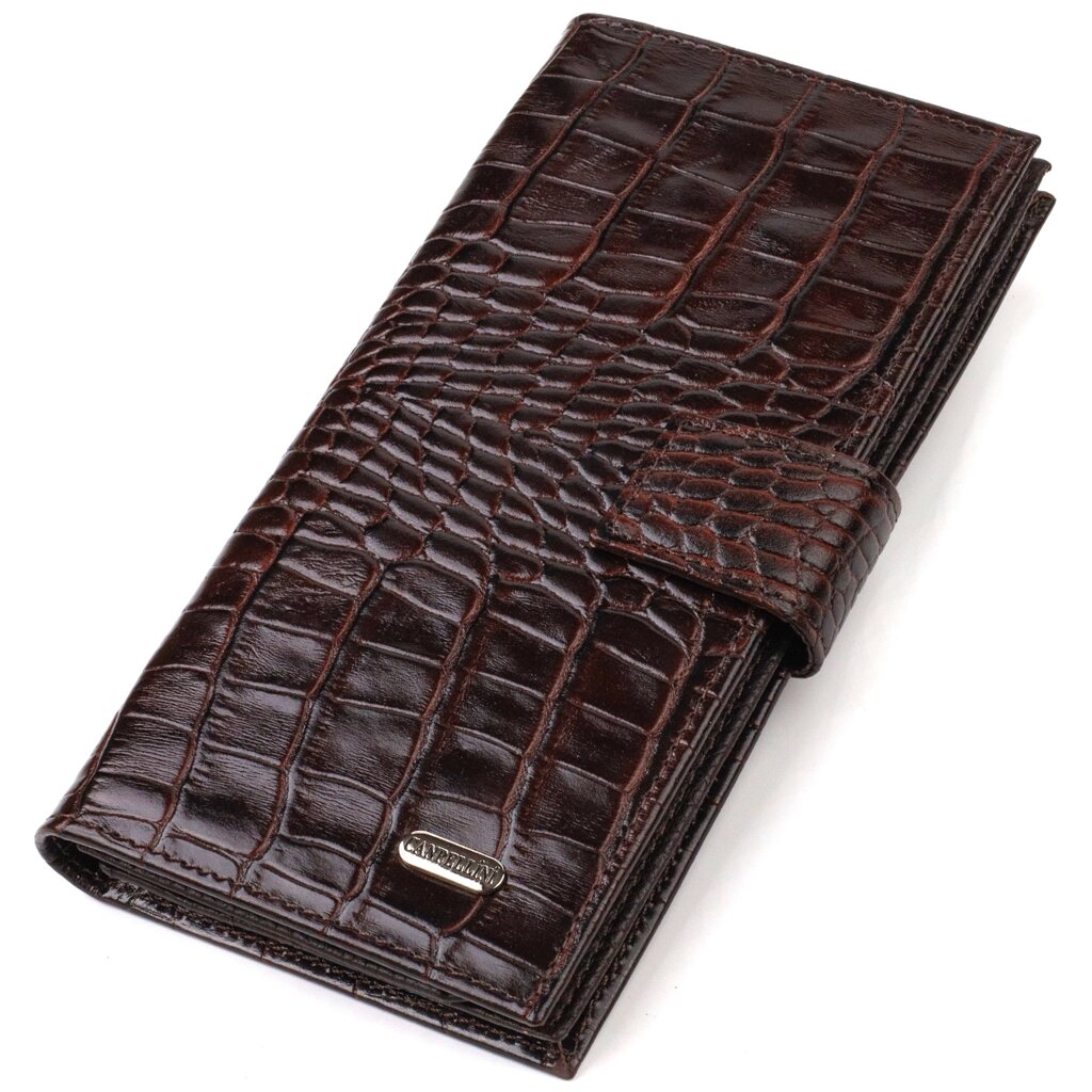 Стильний гаманець для чоловіків з натуральної шкіри з тисненням під крокодила CANPELLINI 21915 Коричневий від компанії Shock km ua - фото 1