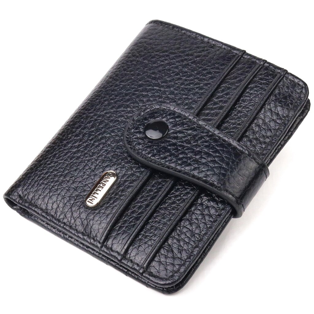 Стильний гаманець із натуральної зернистої шкіри CANPELLINI 21688 Чорний від компанії Shock km ua - фото 1
