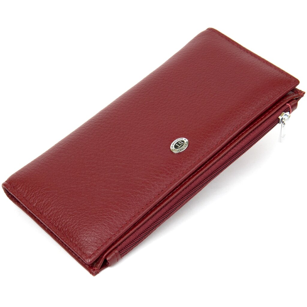 Стильний шкіряний гаманець для жінок ST Leather 19380 Темно-червоний від компанії Shock km ua - фото 1