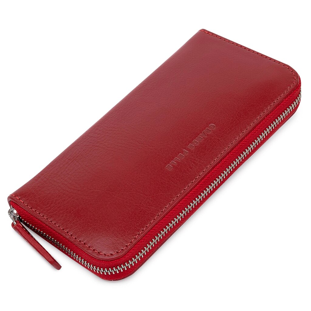 Стильний шкіряний жіночий гаманець на блискавці GRANDE PELLE 11563 Червоний від компанії Shock km ua - фото 1