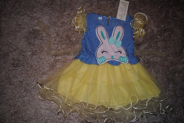 Сукня дитяча літня жовта з кроликом 6321 розмір 86 від компанії Shock km ua - фото 1