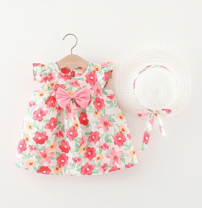 Сукня для дівчинки з капелюшком на літо рожева 10009, розмір 85 від компанії Shock km ua - фото 1