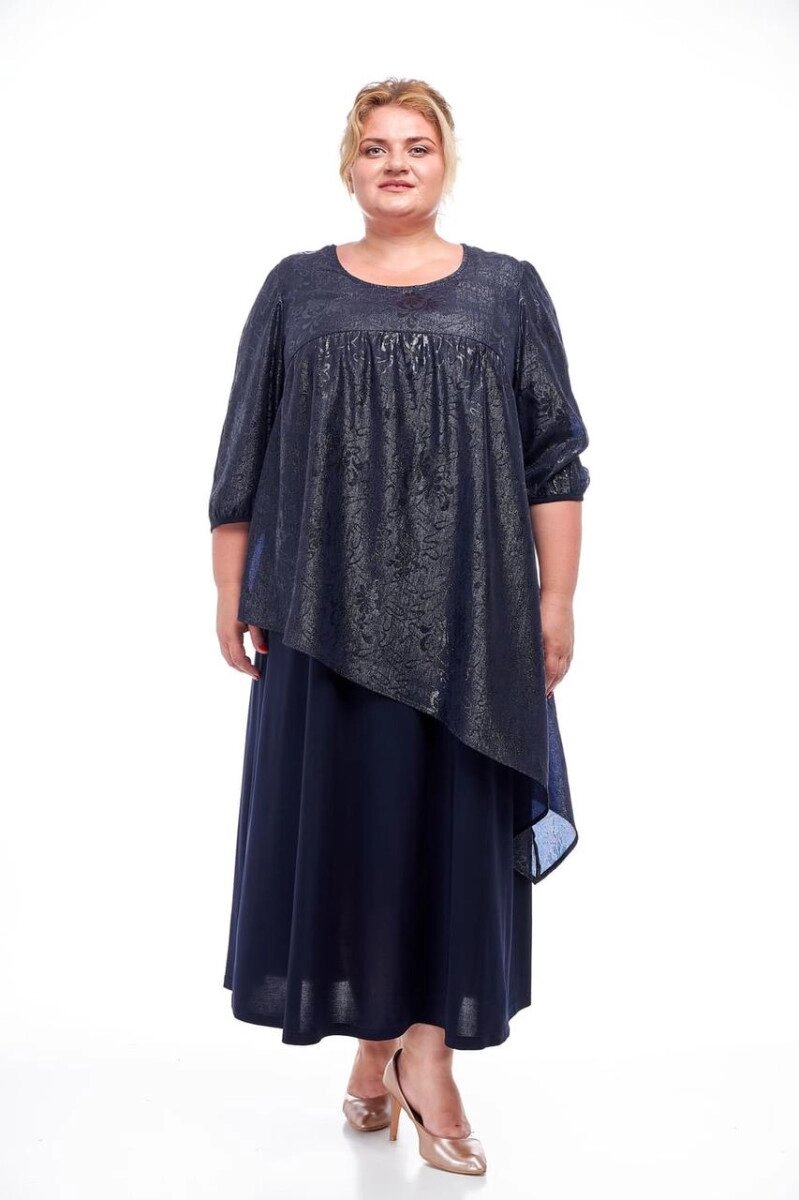 Сукня жіноча подовжена "Ванесса" Великого розміру 64-66 68-70 72-74  святкова з асиметричною накидкою від компанії Shock km ua - фото 1
