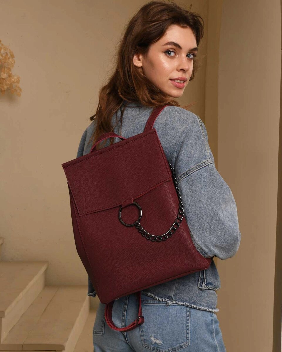 Сумка-рюкзак жіноча «Маріо» бордова від компанії Shock km ua - фото 1