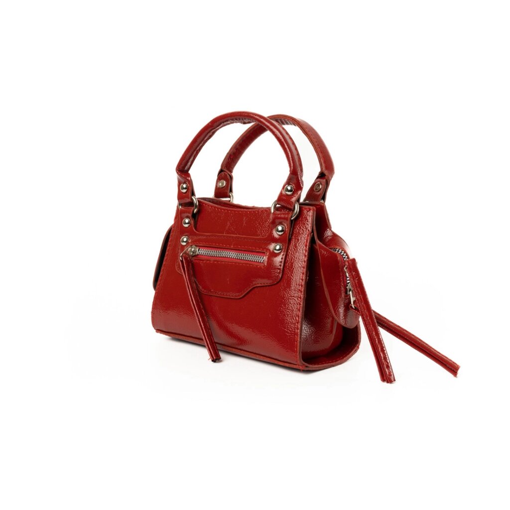 Сумка жіноча лакова, містка стильна сумочка на блискавці, Червоний від компанії Shock km ua - фото 1