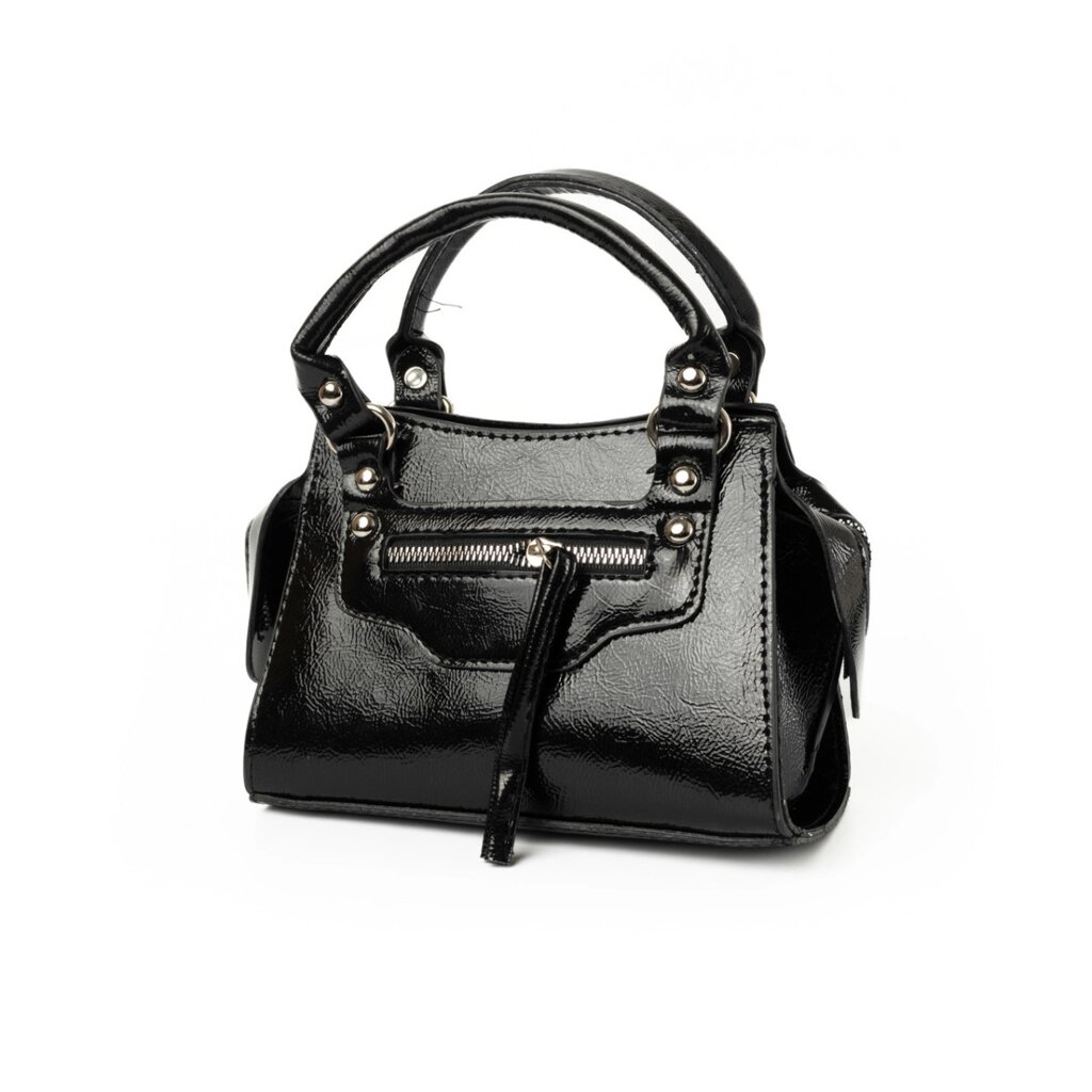 Сумка жіноча лакова, містка стильна сумочка на блискавці, Чорний від компанії Shock km ua - фото 1