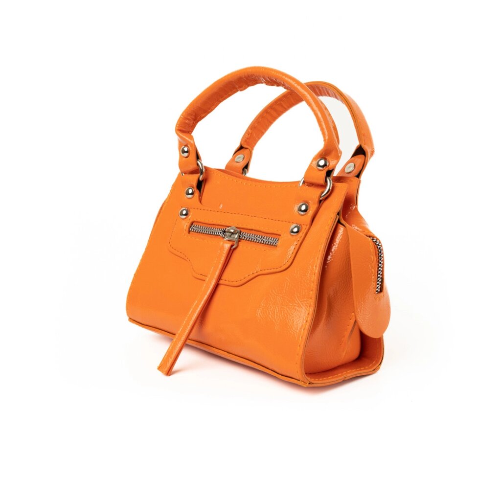 Сумка жіноча лакова, містка стильна сумочка на блискавці, Помаранчевий від компанії Shock km ua - фото 1