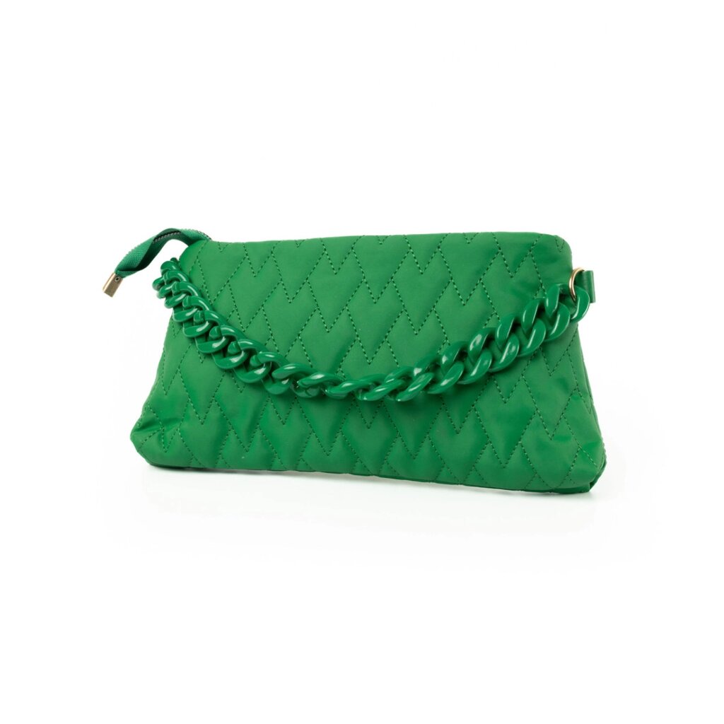 Сумка жіноча стильна, якісна гарна стьобана сумочка з ручкою-ланцюжком, жіночий клатч, Зелений від компанії Shock km ua - фото 1
