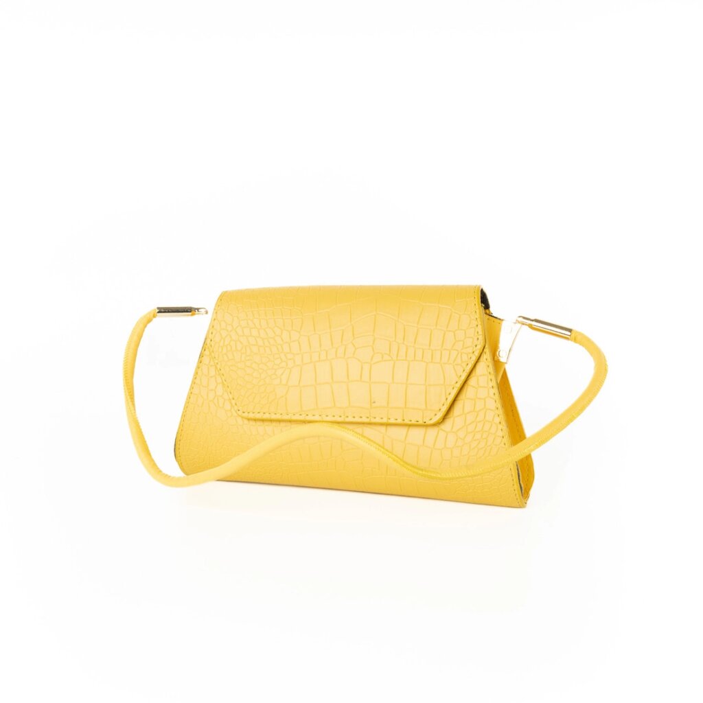 Сумка жіноча, стильний клатч, маленька сумочка через плече, міні сумка зі шкірозамінника, Жовта від компанії Shock km ua - фото 1
