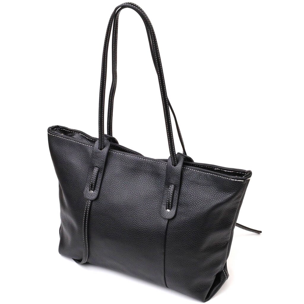 Сумка жіноча сумка з натуральної шкіри 22082 Vintage Чорна від компанії Shock km ua - фото 1
