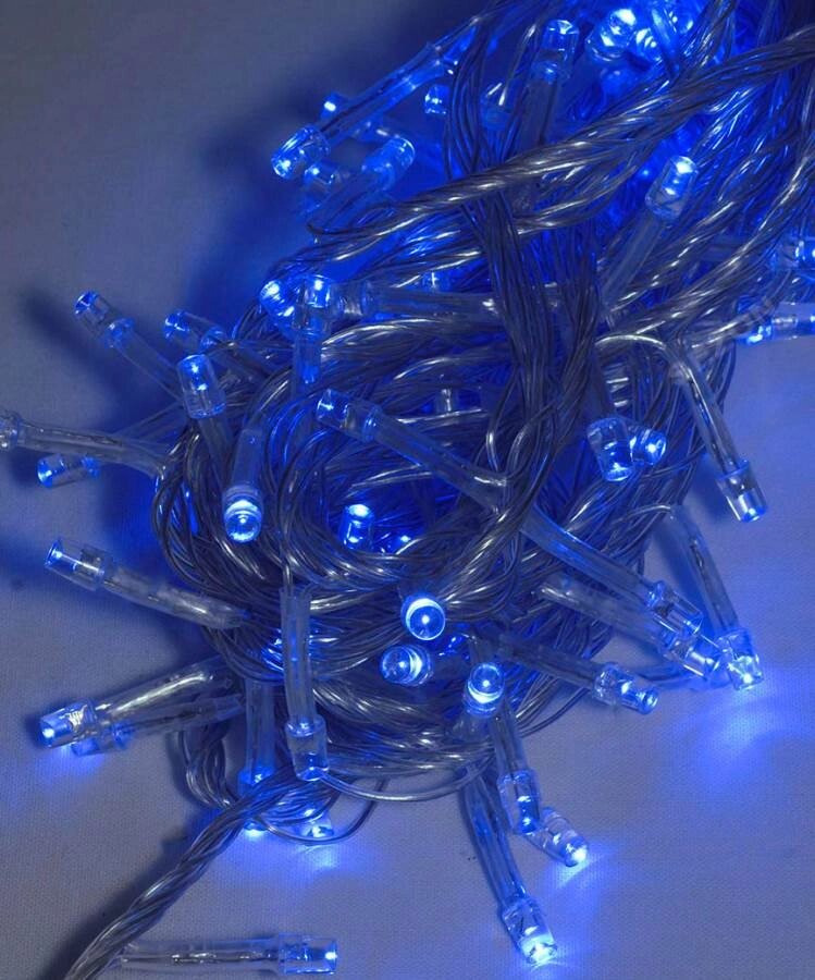 Світлодіодна гірлянда 260 LED класична 5 мм довжина 15 метрів із прозорим проводом світло синій (1130-02) від компанії Shock km ua - фото 1