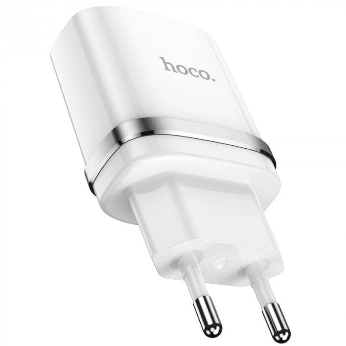 СЗУ HOCO N1 1USB/2.4A + USB - Lightning 12pc, зарядний пристрій, Білий від компанії Shock km ua - фото 1