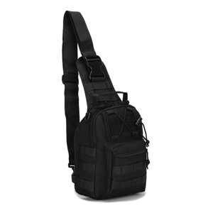 Тактична армійська сумка через плече чорного кольору, військовий рюкзак на одне плече для зсу чорна