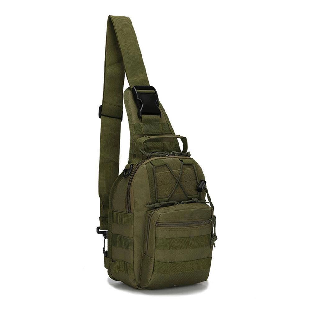 Тактична армійська сумка через плече зеленого кольору, військовий рюкзак на одне плече для кольору хакі від компанії Shock km ua - фото 1
