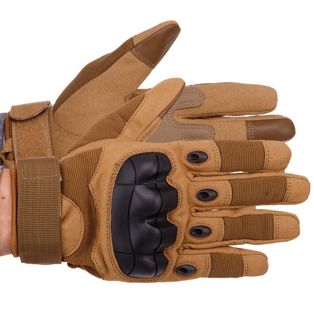 Тактичні рукавиці T-Gloves розмір L койот від компанії Shock km ua - фото 1