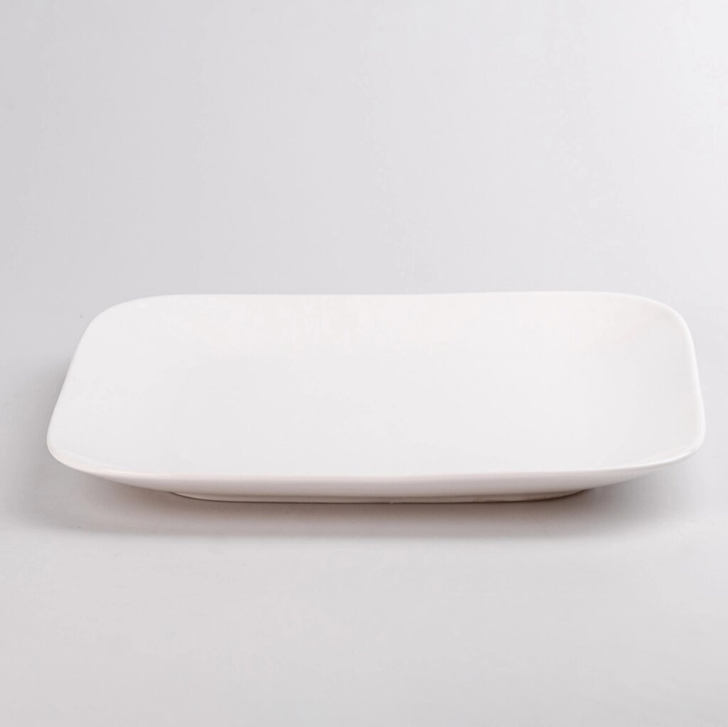 Тарілка підставна квадратна з порцеляни 24.5 см велика біла плоска тарілка від компанії Shock km ua - фото 1