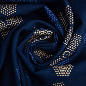 Тканина костюмна під льон із напиленням квітка т/синя