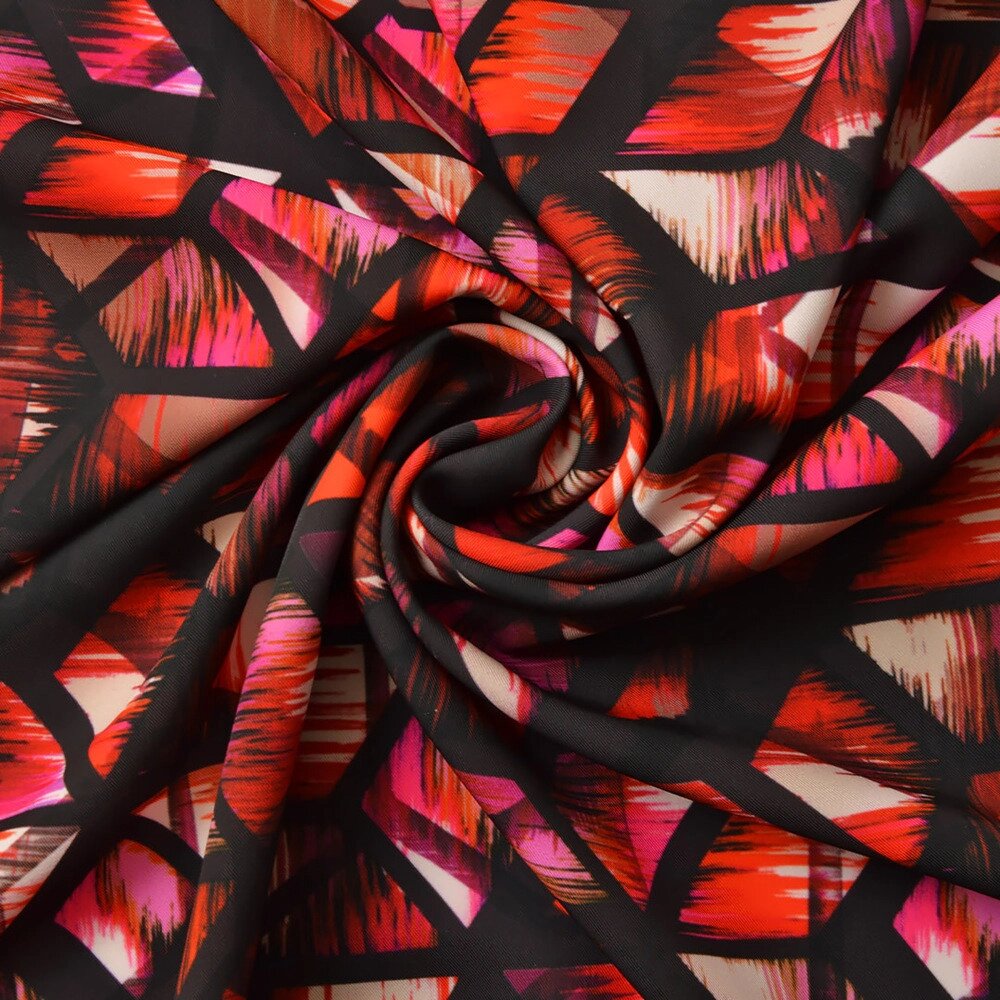 Тканина костюмна креп Prada абстракція червоно/чорна, Абстракція від компанії Shock km ua - фото 1